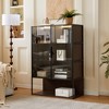 TiramisuBest 51.2'' Freestanding Lighted Display Cabinet with Glass Door, Metal Frame & 4-Tier Adjustable Shelves,Black/Dark Walnut - 4 of 4