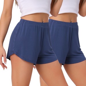 INSPIRE CHIC Women's Cozy Solid High Waist Casual Bottoms 2 Pcs Sleep Pajama Shorts - 1 of 4