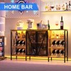 Farmhouse Wine Bar Cabinet with Wine Rack and Glass Holder, Rustic Coffee Bar with Led Light - 4 of 4