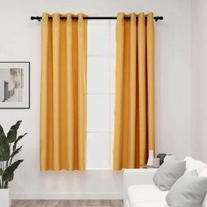Aghana Digitals Yellow 2-Pack Linen-Look Blackout Curtains, 55.1x68.9", Grommet Top, 100% - 1 of 4