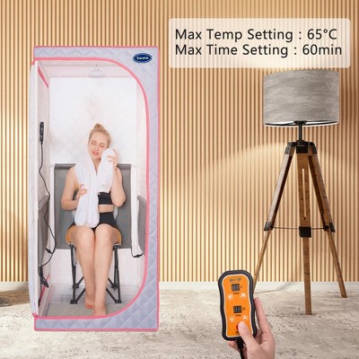 Garvee Portable Steam Sauna, Personal Sauna Box, Full Size Home Sauna Tent, Remote Control, Folding Chair