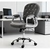 Adjustable Plush Office Chair with Arms and Tufted Back, Swivel Rolling Desk Chair for Home Workspace-3irtyhousy - 2 of 4