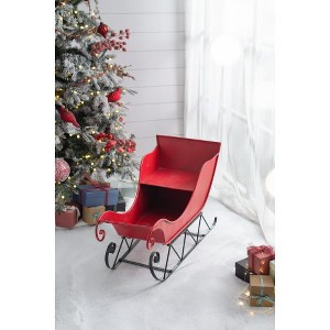 ACEPANO 39 in. W Large Vintage-Style Santa Claus Sleigh for Holiday Decorations-Red - 1 of 4