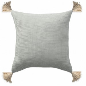 20" X 20" Light Beige And Dark Beige 100% Cotton Zippered Pillow - 1 of 4