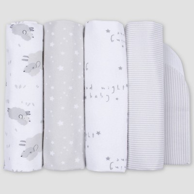 Gerber Baby 4pk Lamb Flannel Blanket - White/Gray