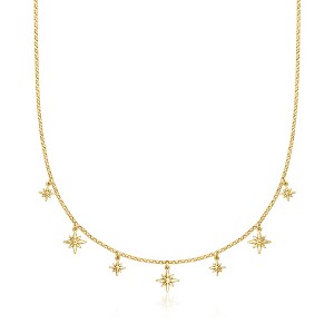 Ross-Simons Italian 18kt Gold Over Sterling Star Station Necklace Size 18 - 1 of 4