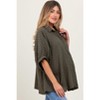 Pinkblush Olive Checker Print Short Sleeve Oversized Maternity Blouse - 3 of 4