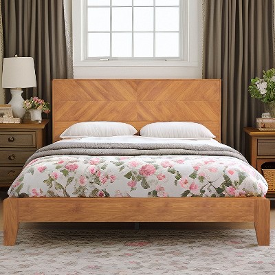 Galano Queen Weiss Clara Bed with Headboard – Amber Walnut
