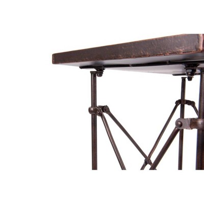 Rustic Bronze-Finish Metal Accent Table with Claw Feet
