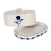 Storied Home Hand-Painted Stoneware Butter Dish with Flower, Blue and White - 4 of 4