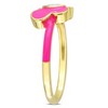 EVERLY JEWELRY | Yellow Silver 1/8ct TGW Created White Sapphire Pink  Butterfly Ring - 2 of 4