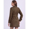 Allegra K Women's Notched Lapel Double Breasted Faux Suede Trench Coat with Belt - 4 of 4