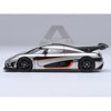 Koenigsegg One:1 Moon Gray Metallic with Carbon and Orange Stripes 1/64 Diecast Model Car by Autoart - 2 of 4