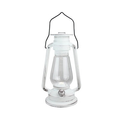 Northlight 12" Black Brushed White Traditional Lantern with Bright White LED Light