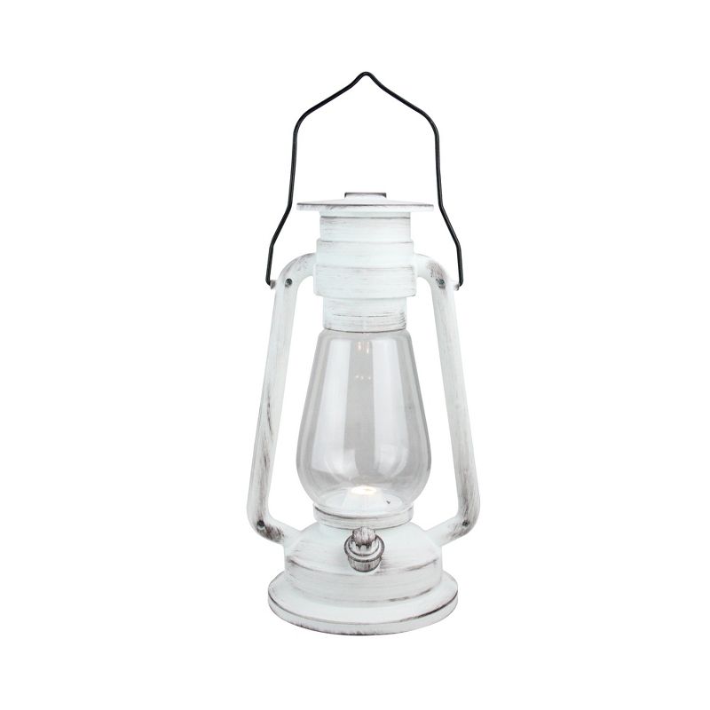 Northlight 12" Black Brushed White Traditional Lantern with Bright White LED Light, 1 of 4
