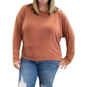 Women's Criss Cross Shoulder Pullover Top - White Birch - 1 of 2