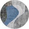Denim Blue And Sky Blue Abstract Washable Indoor Outdoor Area Rug - 4 of 4