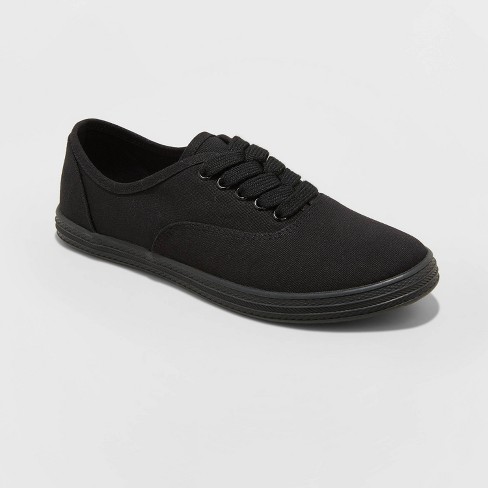 black canvas lace-up sneaker