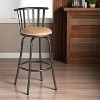 HomeRoots Brown and Black Faux Leather and Metal Low Back Adjustable Height Swivel Bar Chair - 2 of 4