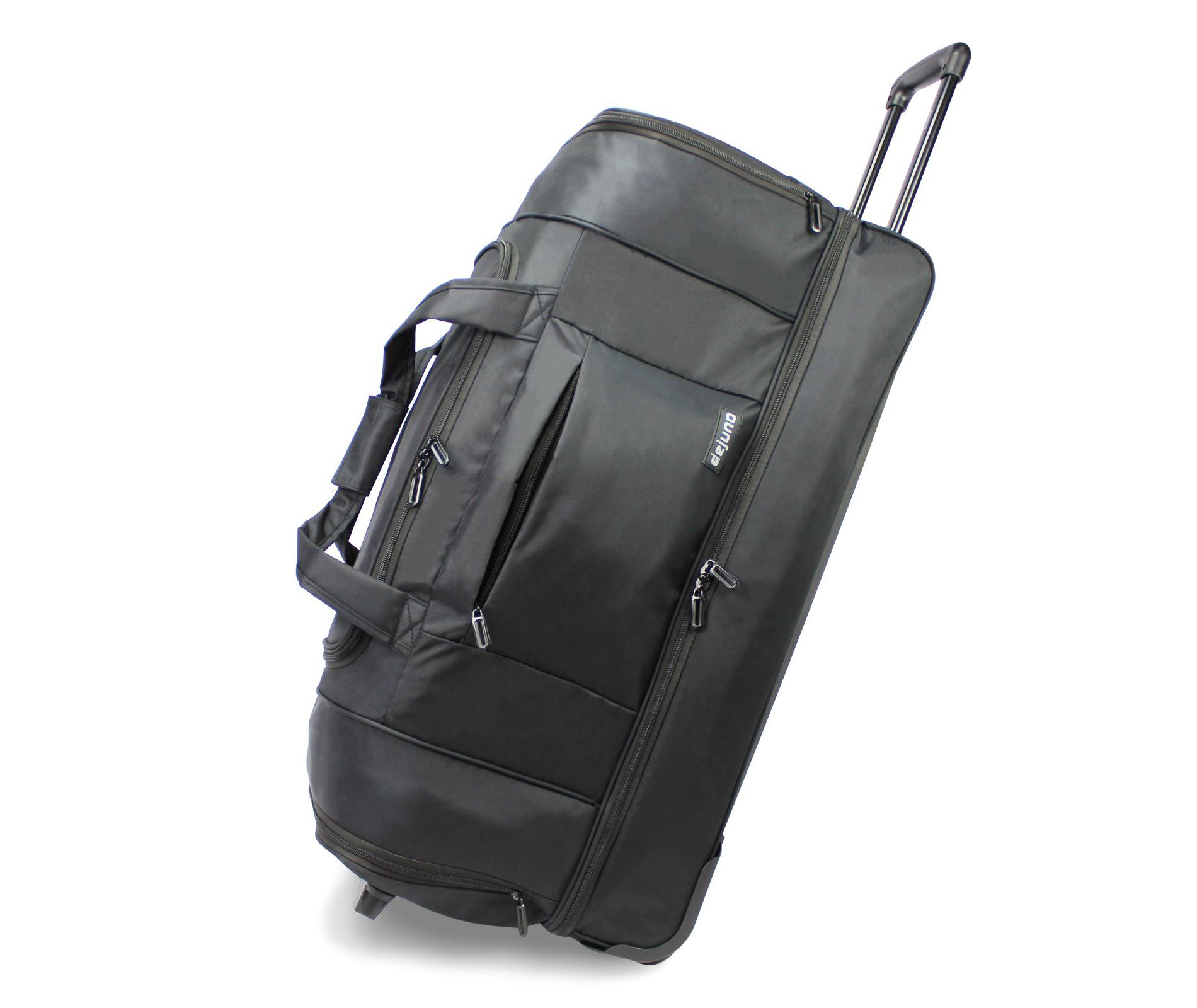 World Traveler Dejuno 30-Inch Nylon Rolling Duffel Bag with Drop Bottom - Black