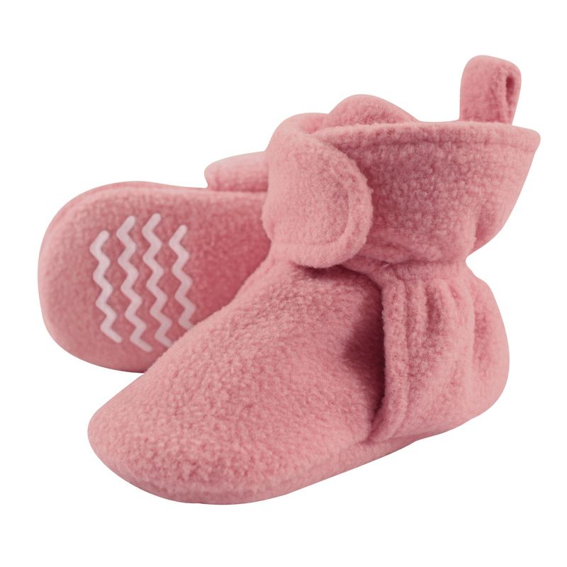 Hudson Baby Infant and Toddler Girl Cozy Fleece Booties, Strawberry Pink, 1 of 3