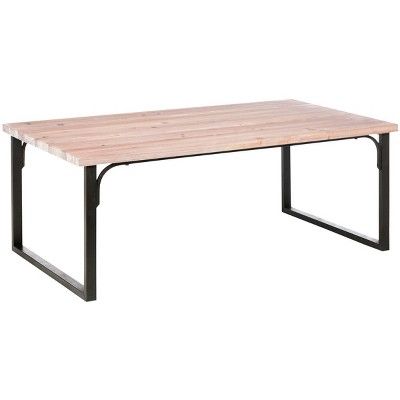 Mid-Century Modern Red Maple & Espresso Metal Coffee Table
