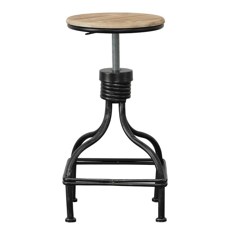 Vintage Metal Frame Swivel Counter Height Barstool with Round Seat Brown/Black - Benzara, 4 of 8