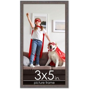 PosterPalooza | Photo Size Textured Grey Picture Frame - UV Acrylic, Foam Board Backing, Hanging Hardware - 1 of 4