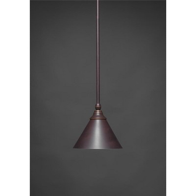 Toltec Lighting Any 1 - Light Pendant in  Dark Granite with 7'' Dark Granite Cone Metal Shade Shade
