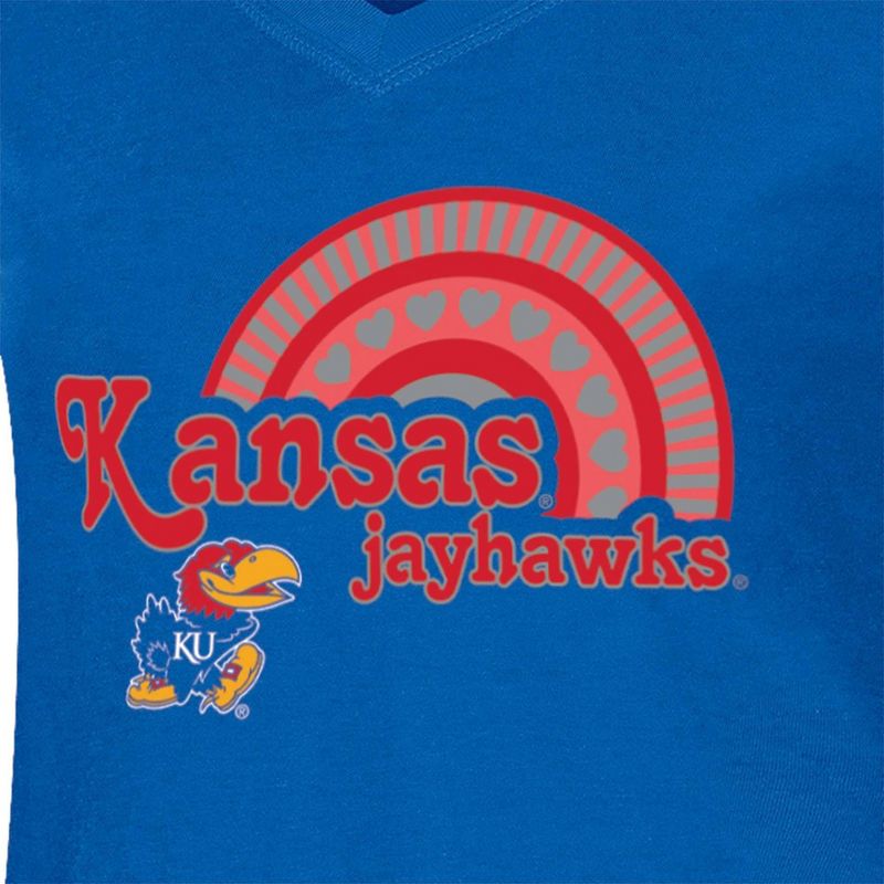 NCAA Kansas Jayhawks Girls&#39; V-Neck T-Shirt, 3 of 4