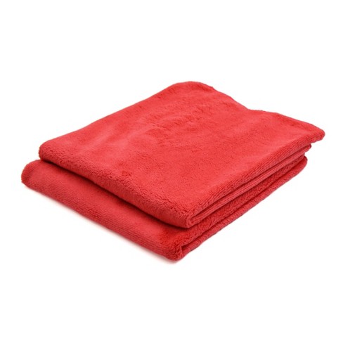 Unique Bargains 400GSM Microfiber Car Cleaning Towels Drying Washing Cloth  15.7x 15.7 Red 2 Pcs