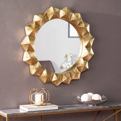 Skamxe Aiden Lane Round Decorative Wall Mirror Brass - Southern Enterprises