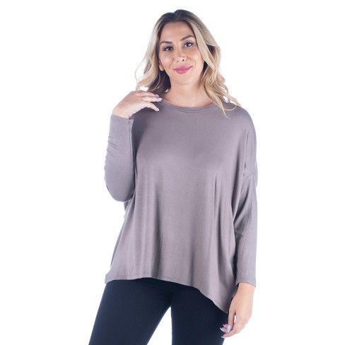 Oversized Long Sleeve Plus Size Dolman Top-Purple-3X