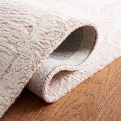 6' Square Pink and Ivory Hand-Tufted Wool Area Rug