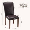 Set of 2 PU Leather Parsons Dining Chairs with Nailhead Trim and Wood Legs, Upholstered Kitchen Side Chairs for Dining Room - 3 of 4
