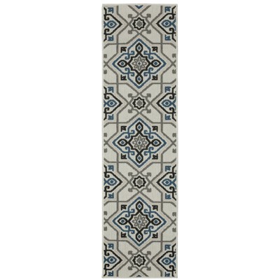 Oriental Weavers Torrey 004Y1 Light Grey/ Blue Indoor/Outdoor Area Rug - 1'10" x 7'3"