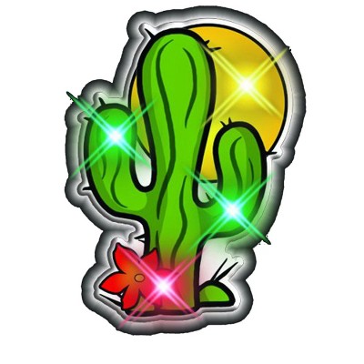 Magic Matt’s Brilliant Blinkys Cactus Flashing Body Light Lapel Pins