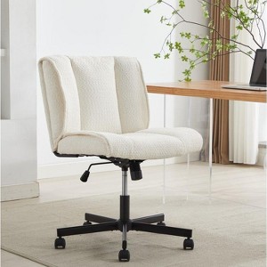 NicBex Office Chair with Adjustable Height Modern Rotatable Technical Fabric Vanity Chair Computer Chair with Wheels for Office, Study, Bedroom, White - 1 of 4