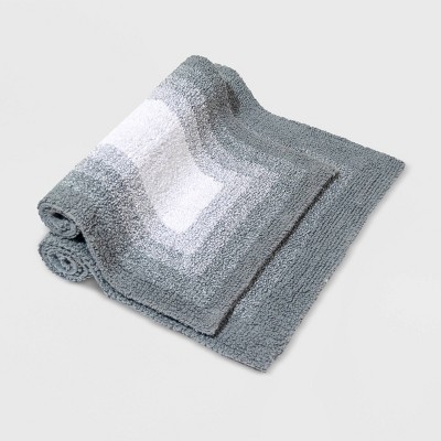 Whitney Ombre Gray Cotton Reversible Bath Rug Set
