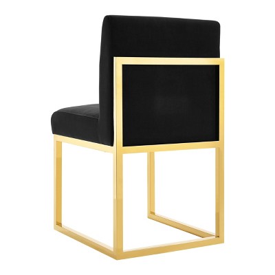 Handcrafted Black Velvet Dining Chair with Gold Base