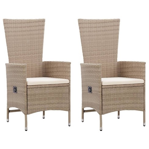 vidaXL Patio Chairs, Set of 2, Poly Rattan in Beige, Reclining Armchair with Cushions, Weather-Resistant, Comfortable - image 1 of 4