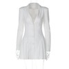 Women's Blazer Dress Deep V-Neck Single-Breasted Pleated Hem Long Sleeve Bodycon Mini Dress - 2 of 4