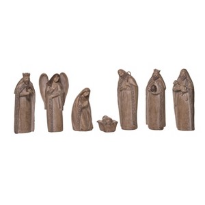 Transpac Resin 10 in. Brown Christmas Ornate Rustic Look Nativity Set of 7 - 1 of 3