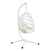 DOMETOUR Hanging Egg Chair with Stand, Patio Heavy-Duty Iron Hanging Chair with Wicker Weave, Single Person Swing for Indoor/Outdoor - 3 of 4