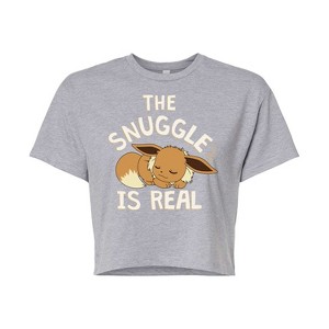 Women's - Pokémon - The Snuggle Eevee Cropped Graphic T-Shirt - 1 of 4