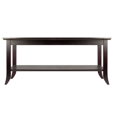 Medium Black Wood and Glass Rectangular Coffee Table
