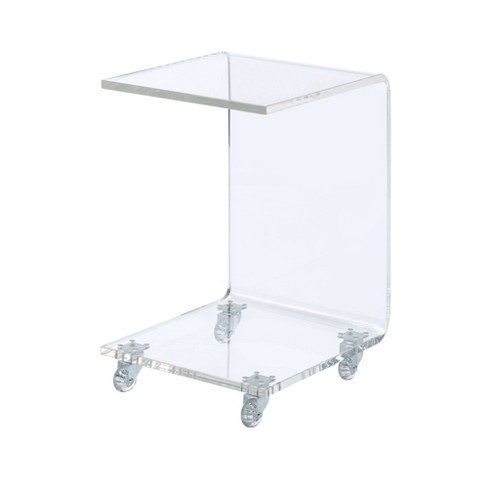 Acrylic c store table with wheels