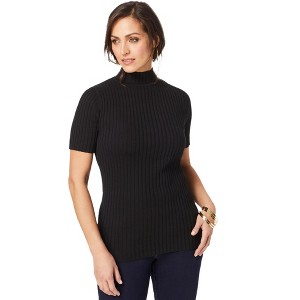 Jessica London Women's Plus Size Rib Mockneck Sweater - 1 of 4