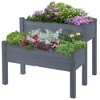 Outsunny 34"x34"x28" Raised Garden Bed 2-Tier Wooden Planter Box for Backyard, Patio to Grow Vegetables, Herbs, and Flowers - image 4 of 4