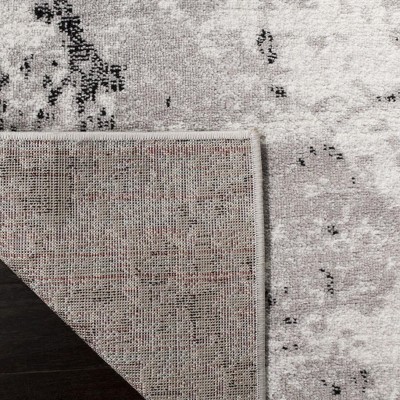 Reversible Grey/Ivory Abstract Synthetic 3' x 5' Area Rug